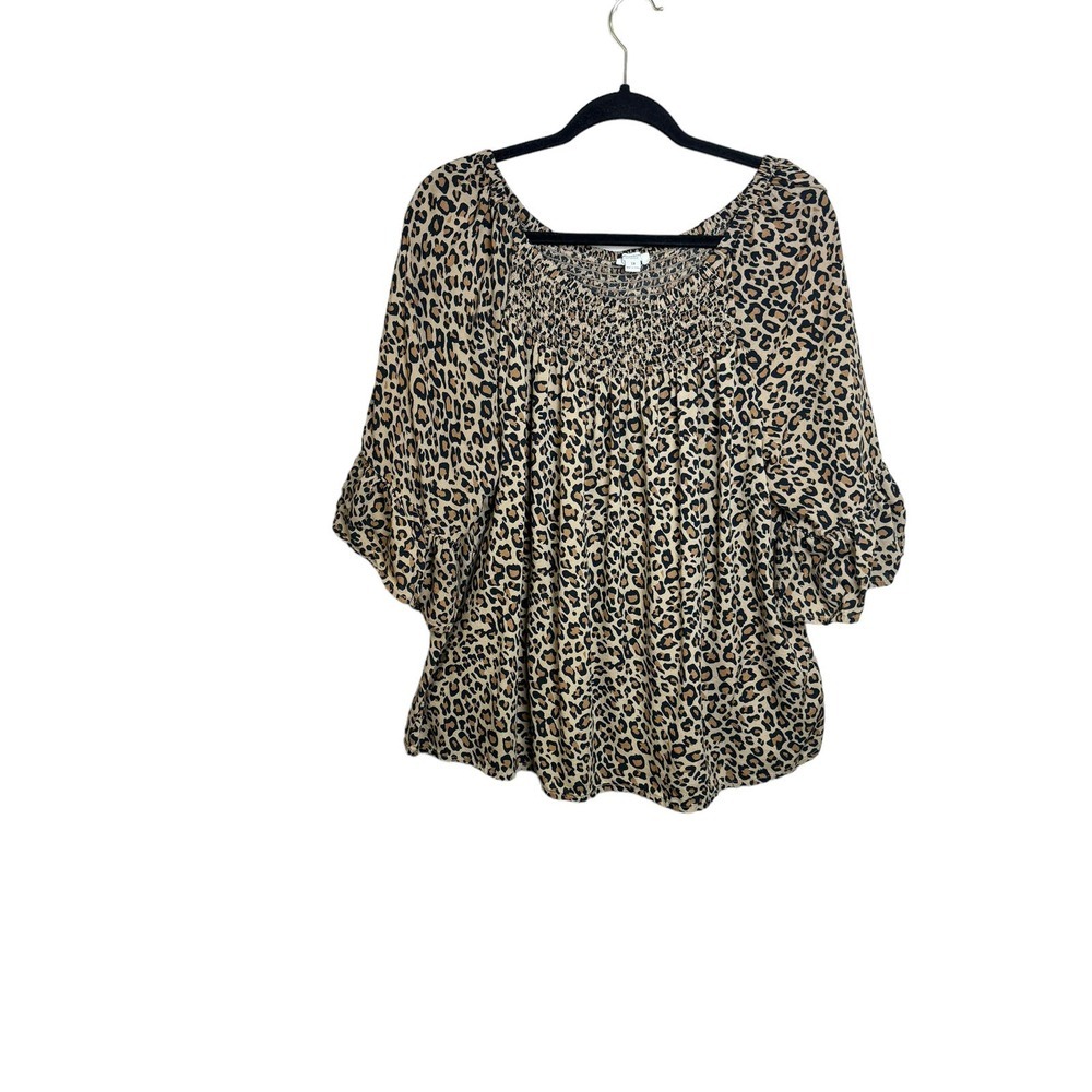 BeachLunchLounge 100% Modal Off Shoulder Animal Cheetah Leopard Blouse Size 1X